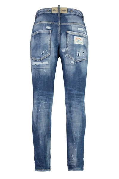 Shop Dsquared2 Destroyed Slim Fit Jeans In Denim