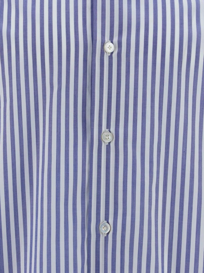 Shop Finamore Shirts In Riga Larga Bianco/blue