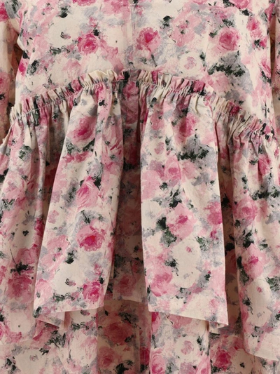 Shop Ganni Flounced Printed Dress In Pink