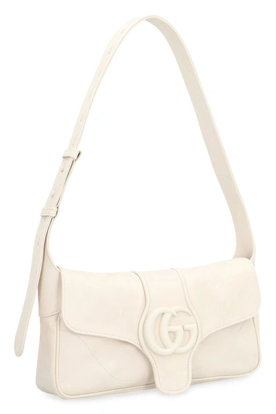 Shop Gucci Aphrodite Leather Shoulder Bag In White