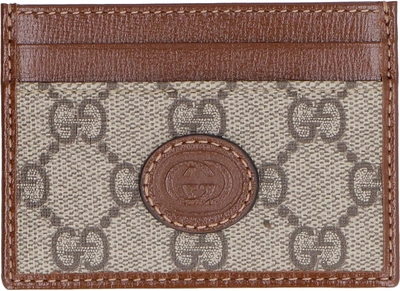 Shop Gucci Gg Supreme Fabric Card Holder In Beige