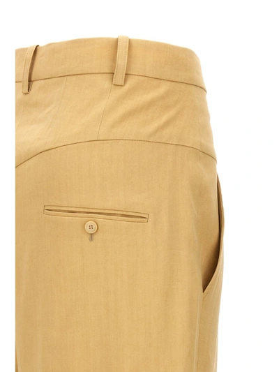 Isabel Marant High Waist Pleated Wide Leg Trousers In Beige