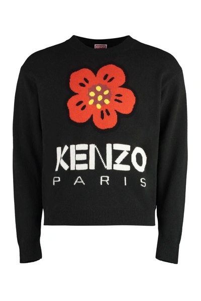 Shop Kenzo Crew-neck Wool Sweater In Black