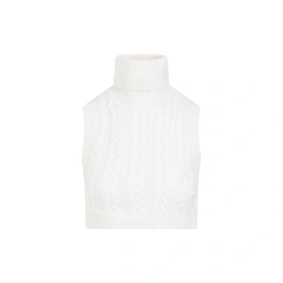 Shop Max Mara Dark Short Braid Vest Sweater In Nude & Neutrals