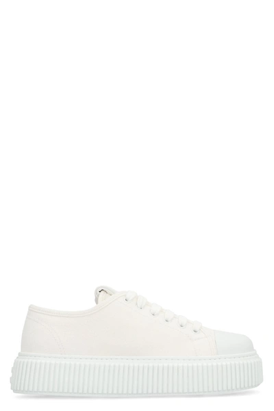 Shop Miu Miu Fabric Low-top Sneakers In White
