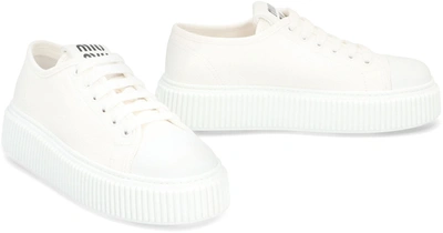 Shop Miu Miu Fabric Low-top Sneakers In White