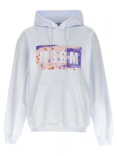 Msgm 'hooded Camo Logo' Sweater In White