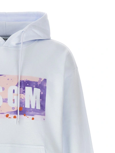 Shop Msgm 'camo Season Box Logo' Hoodie In White