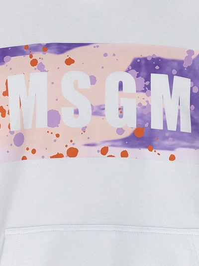 Msgm 'hooded Camo Logo' Sweater In White