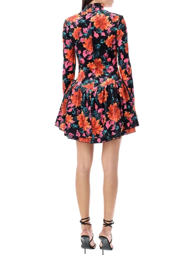 Rotate Birger Christensen Multicolor Mini Dress Velour Floral In Dhalia Print