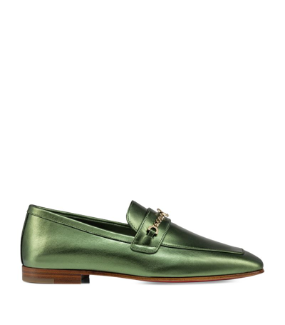 Shop Christian Louboutin Mj Moc Leather Loafers In Green