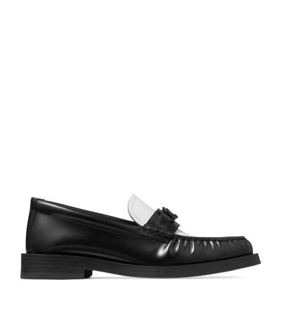 Shop Jimmy Choo Leather Addie Loafers In Black