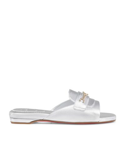 Shop Christian Louboutin Miss Mj Metallic Leather Mules In Silver