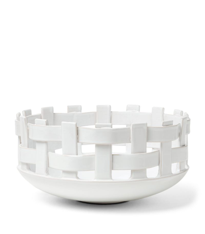 Shop Brunello Cucinelli Ceramic Woven Bowl (13cm) In White
