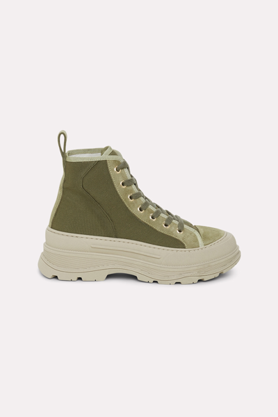 Shop Dorothee Schumacher High-top Cotton And Suede Sneakers In Green