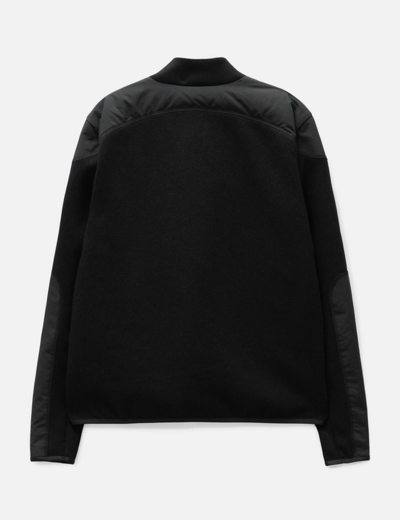 Shop Moncler Padded Cotton Zip Up Cardigan In Black