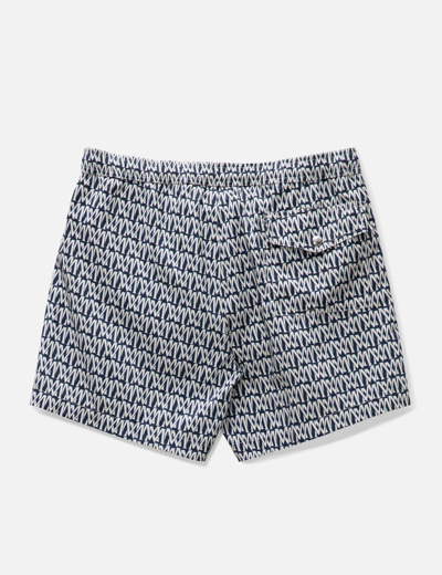 Shop Moncler Monogram Print Swim Shorts In Blue