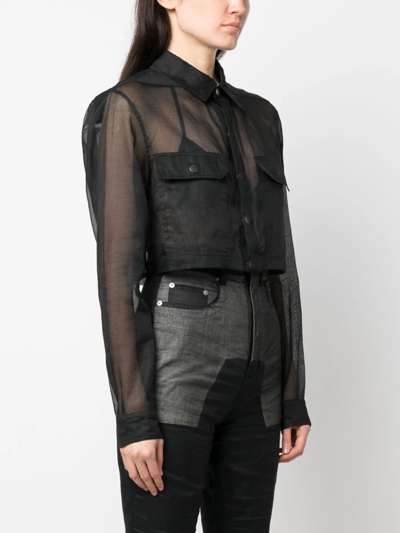 Shop Rick Owens Cropped Outershirt In Black