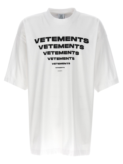 Shop Vetements Pyramid Logo T-shirt In White/black