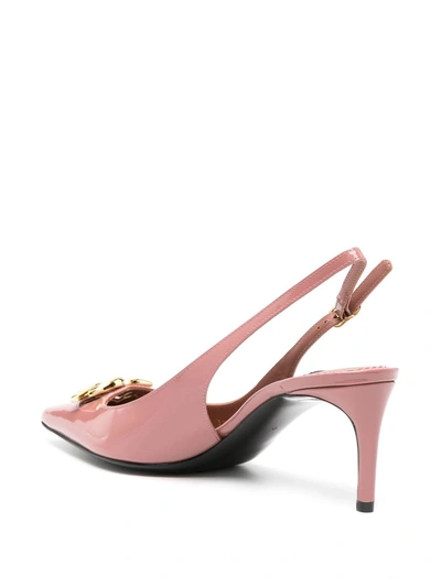 Shop Dolce & Gabbana Pumps With 65mm Logo Plaque In Pink & Purple