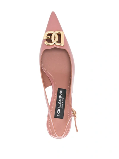 Shop Dolce & Gabbana Pumps With 65mm Logo Plaque In Pink & Purple