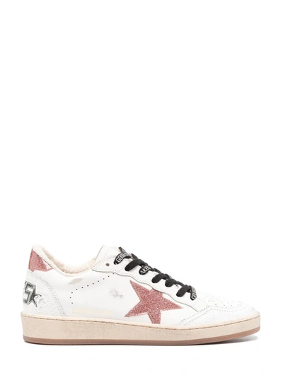 Shop Golden Goose Sneakers In White/peach