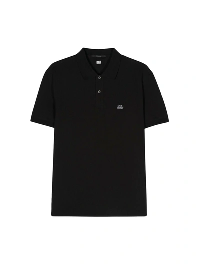 Shop C.p. Company Stretch Piquet Regular Polo Shirt In Black