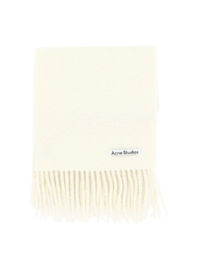 Shop Acne Studios Fringed Wool Scarf In White