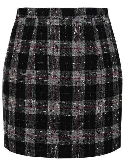 Shop Alessandra Rich Black Virgin Wool Blend Skirt