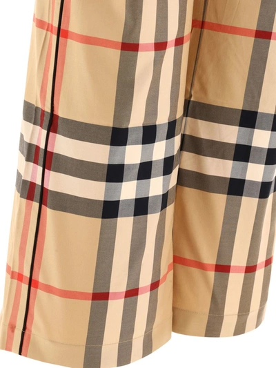 Shop Burberry Check Cotton Twill Trousers In Beige