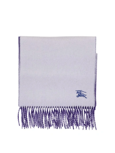 Shop Burberry Reversible Cashmere Scarf In Purple