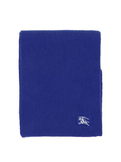 Shop Burberry Ribbed Cashmere Scarf In Blue