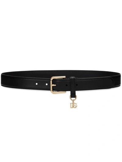 Shop Dolce & Gabbana Belt With Dg Charm In Black