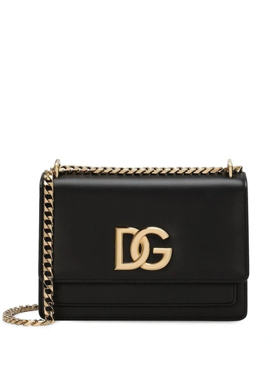 Shop Dolce & Gabbana Shoulder Bag With Logo Plaque In Black