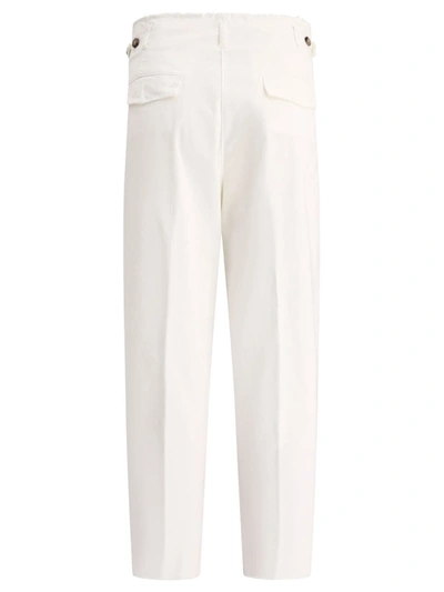 Shop Peserico Trousers With Fringed Details In White