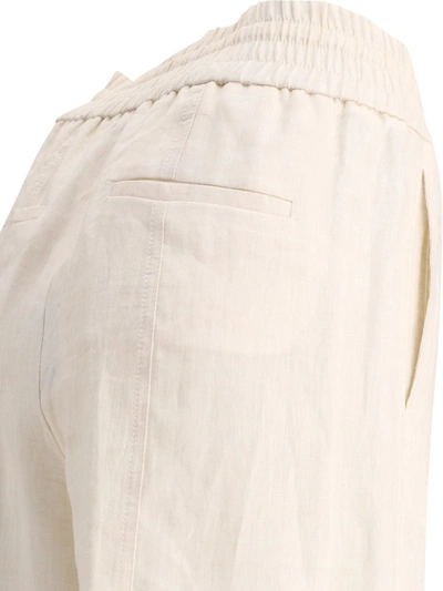 Shop Peserico Wide Linen Trousers In White