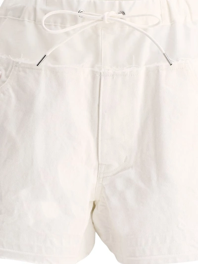 Shop Sacai Shorts With Nylon Inserts In White