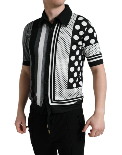 Shop Dolce & Gabbana Black White Jumper Cardigan Polo Sweater