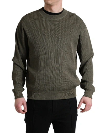 Shop Dolce & Gabbana Green Viscose Crew Neck Men Pullover Sweater