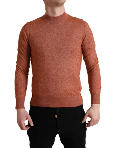 Shop Dolce & Gabbana Orange Cashmere Crew Neck Pullover Sweater