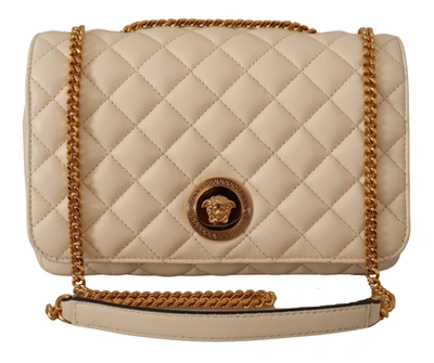 Shop Versace White Nappa Leather Medusa Shoulder Bag