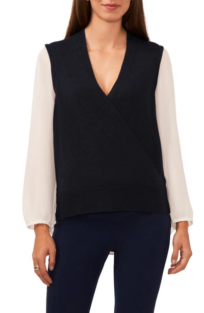 Shop Halogen (r) Mixed Media Sweater In Classic Navy