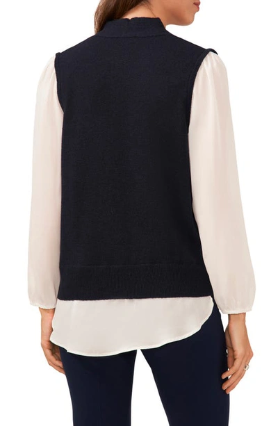 Shop Halogen (r) Mixed Media Sweater In Classic Navy