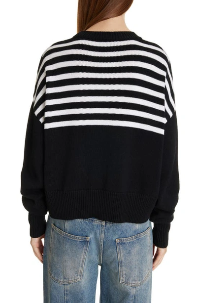 Shop Givenchy Oversize Stripe 4g Patch Crop Sweater In Black