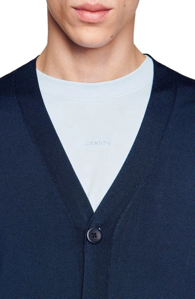 Shop Sandro Pablo V-neck Cardigan In Blue