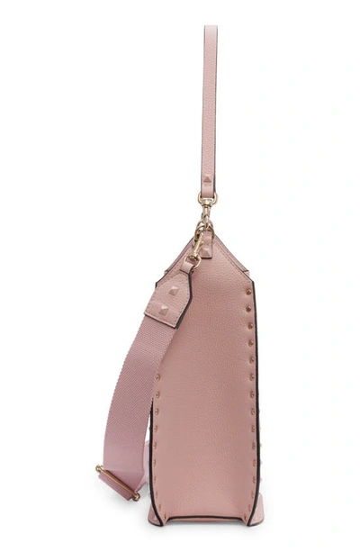 Shop Valentino Rockstud Leather Hobo Bag In 16q Rose Quartz