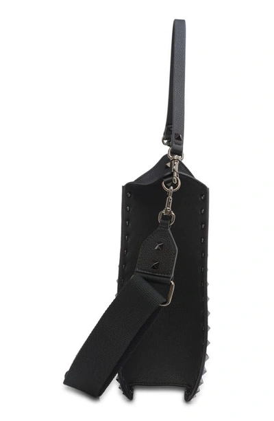 Shop Valentino Rockstud Leather Hobo Bag In 0no Nero