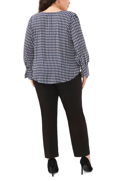 Shop Halogen (r) Check Print Faux Wrap Top In Classic Navy