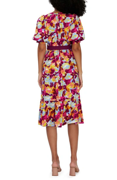 Shop Diane Von Furstenberg Polina Floral Belted Stretch Cotton Dress In Garden Petals Medgrdn Petals