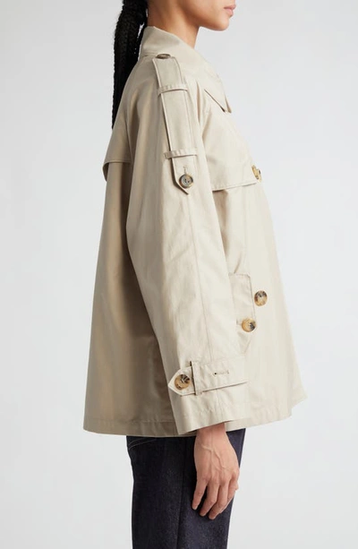 Shop Max Mara Double Breasted Water Resistant Short Swing Trench Coat In Beige